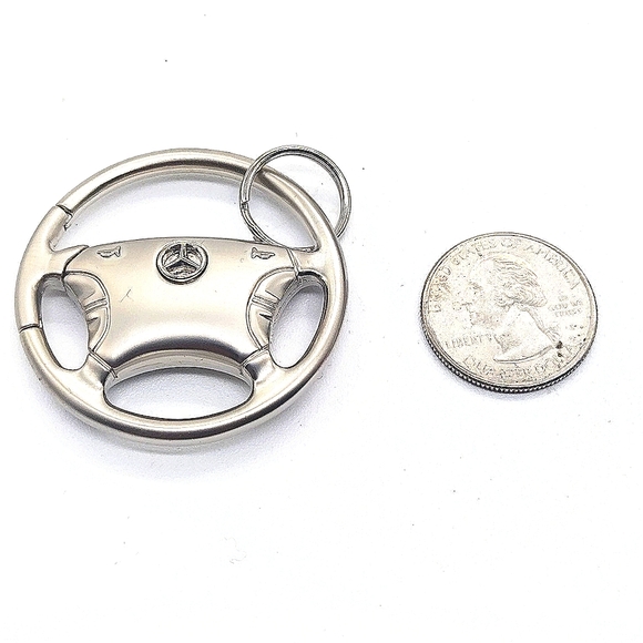 NIB Authentic Mercedes Benz Vintage Keychain Wheel Valet Fob SL Class in Nickel - Picture 7 of 7